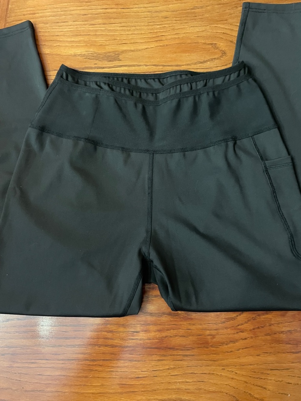 Black High-Waisted Leggings front mesh pocket, phone, keys etc